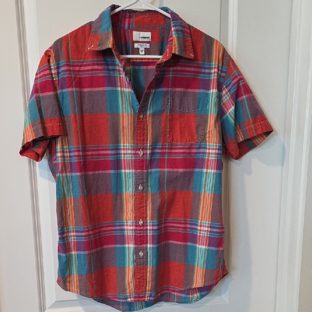 Sonoma Flex Wear Vibrant Plaid Shirt